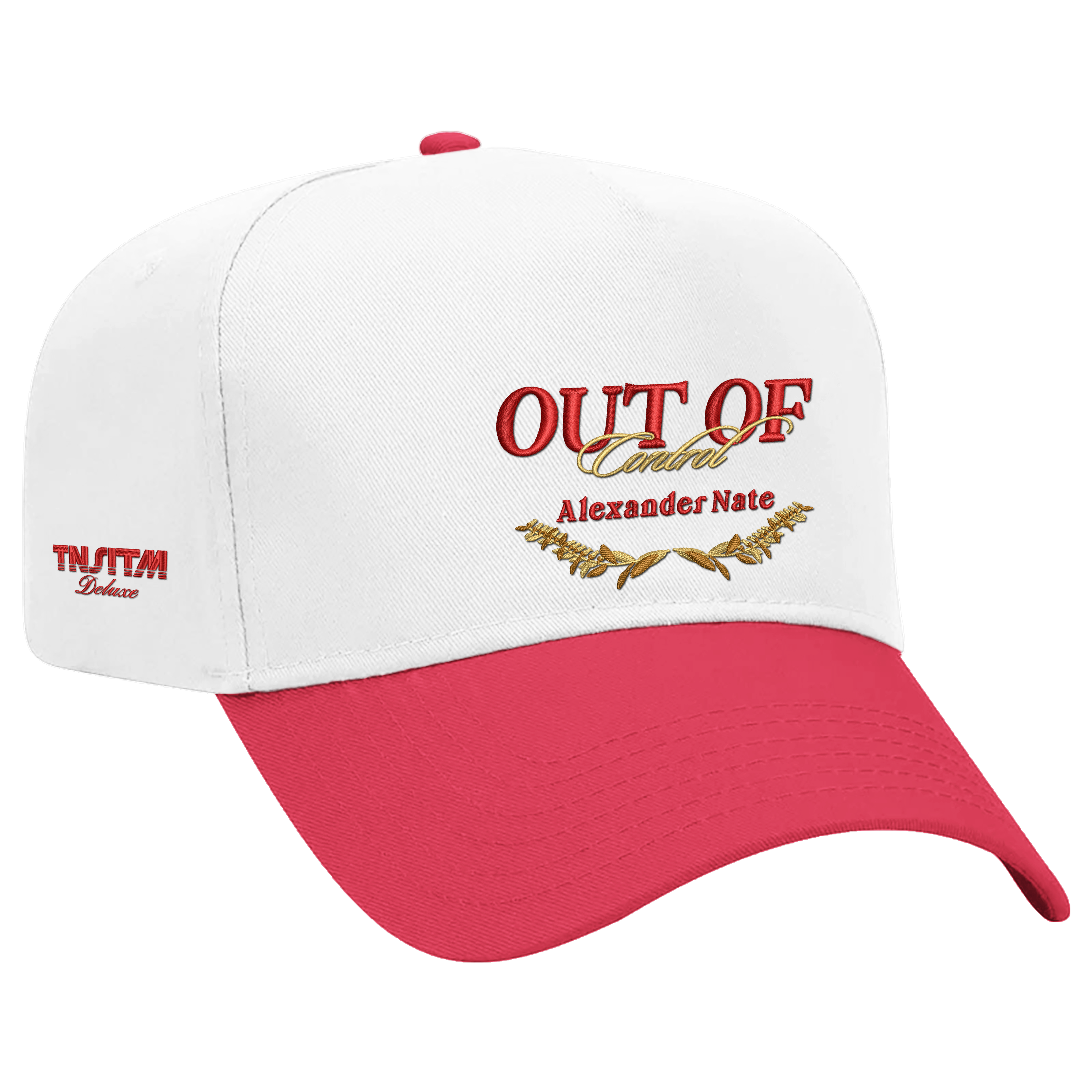 "Out Of Control" Cherry White Cap