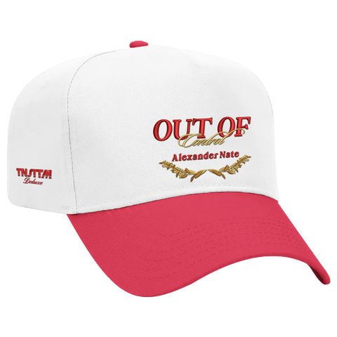 "Out Of Control" Cherry White Cap